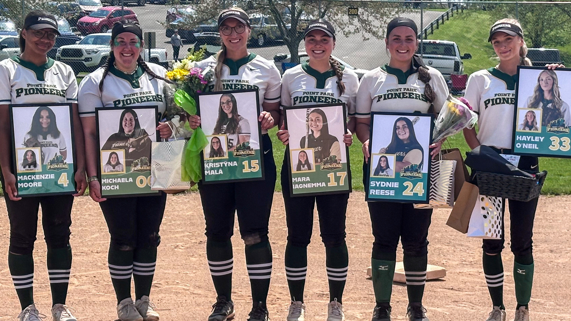 Seniors from left to right: Mackenzie Moore, Michaela Koch, Kristyna Mala, Mara Iagnemma, Sydnie Reese and Hayley O'Neil